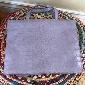 Vintage M London Lavender Crocodile-Embossed Leather Laptop Bag